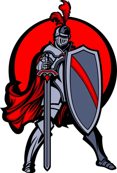 Рыцарь-талисман с мечом и щитом — стоковый вектор