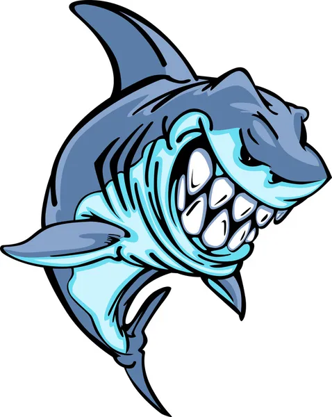 鲨鱼吉祥物卡通形象 — 图库矢量图片