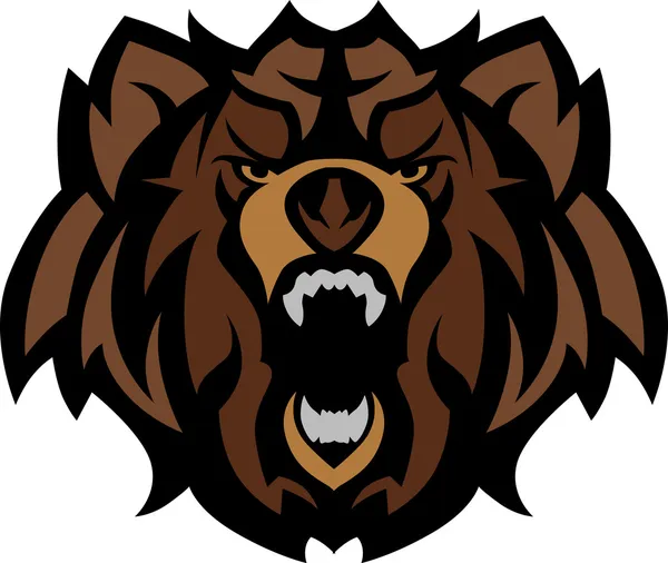 Grizzly beer mascotte hoofd afbeelding — Stockvector