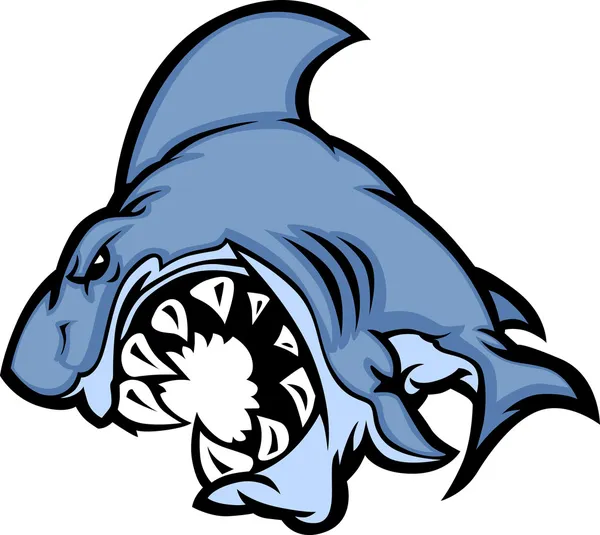 鲨鱼吉祥物卡通形象 — 图库矢量图片