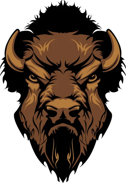 Buffalo bisonte mascota cabeza gráfico — Vector de stock