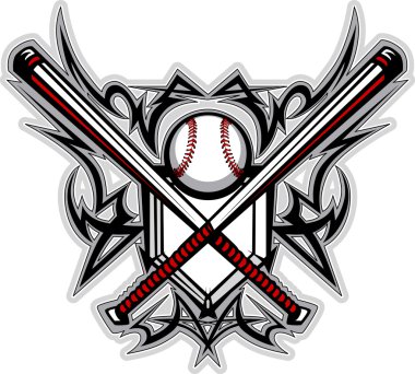Baseball Softball Bats Tribal Graphic Vector Image clipart