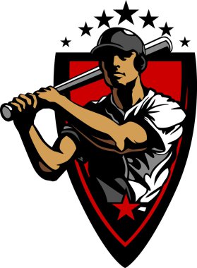 Baseball Player Batting Vector Design Template clipart