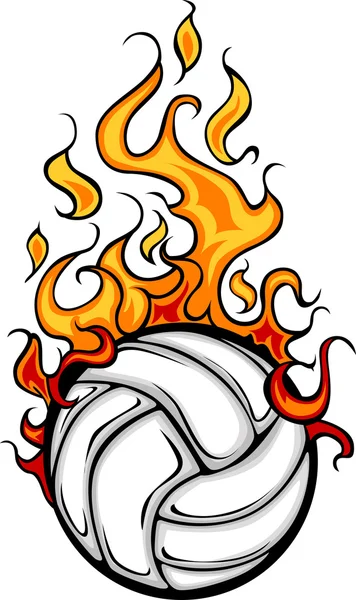 Volleyball Flaming Ball Vector Cartoon — Stock Vector