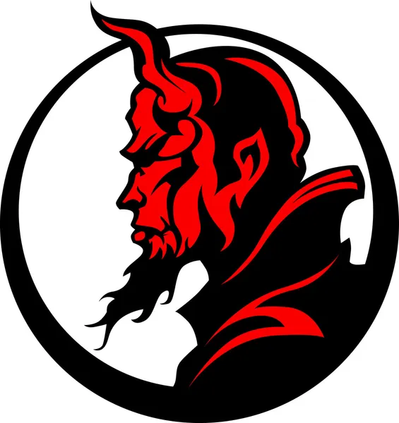 Teufel Dämon Maskottchen Kopf Vektor Illustration — Stockvektor