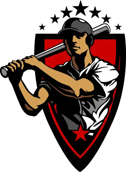 Modèle de conception de vecteur de frappe de joueur de baseball — Image vectorielle