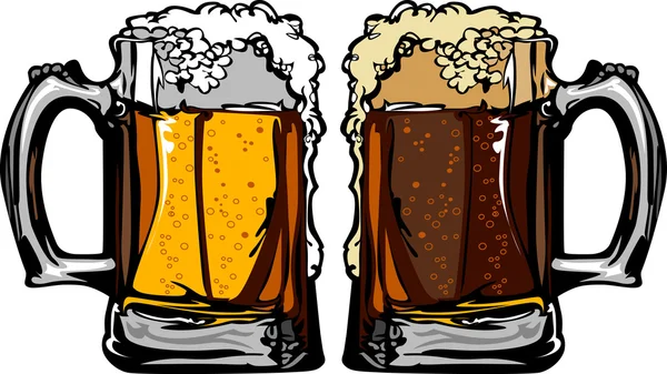 Kufle piwa lub piwo imbirowe obrazów wektorowych — Wektor stockowy