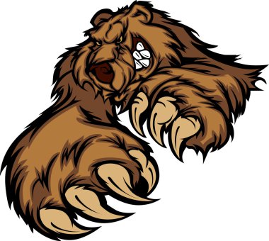 Grizzly Bear Mascot Body with Paws and Claws clipart