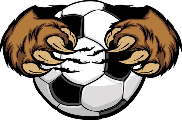 Pallone da calcio con artigli dell'orso Immagine vettoriale — Vettoriale Stock
