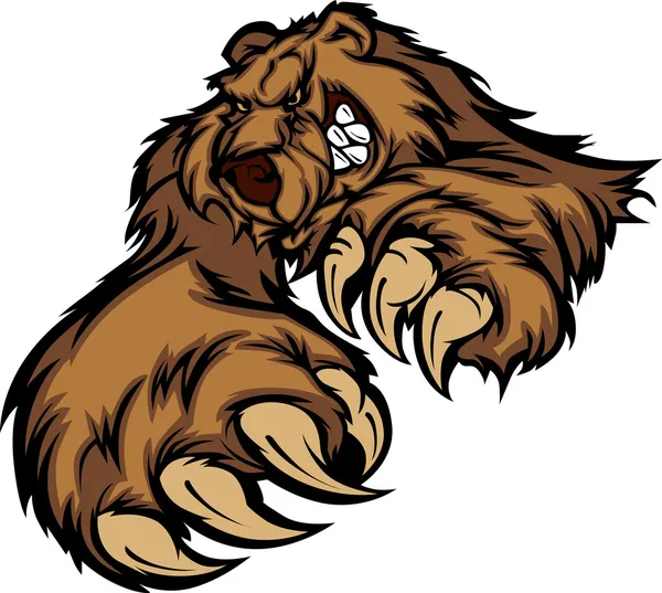 Grizzly bear mascotte lichaam met poten en klauwen — Stockvector