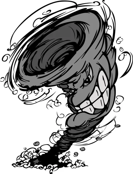 Tormenta Tornado Mascote Vetor Desenhos Animados Imagem — Vetor de Stock