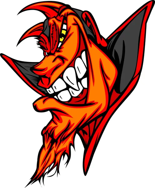 Demon Mascot Head Vector Cartoon — Stock Vector