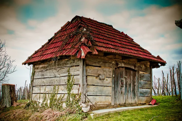 Stary drewniany domek - tradycyjna piwnica — Zdjęcie stockowe
