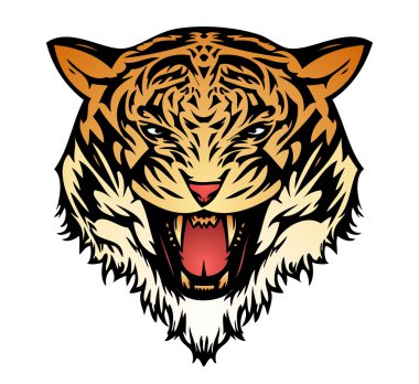 Tiger aggressive color (vector) clipart