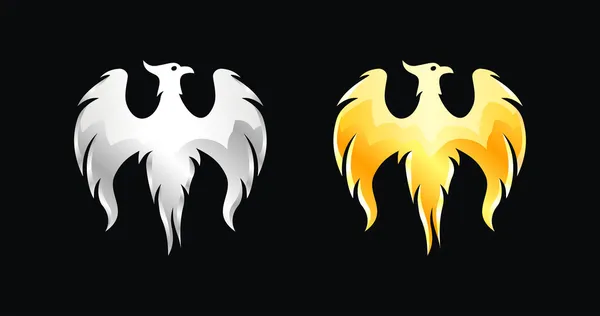 Phoenix bird wings silver and gold (vector) — Stock Vector