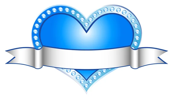 Corazón Azul con línea blanca (vector ) — Archivo Imágenes Vectoriales