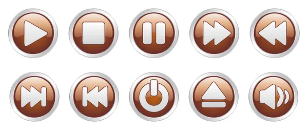 Spelare ikoner knappar (vektor) — Stock vektor