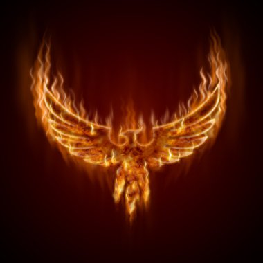 Phoenix from fire with wings