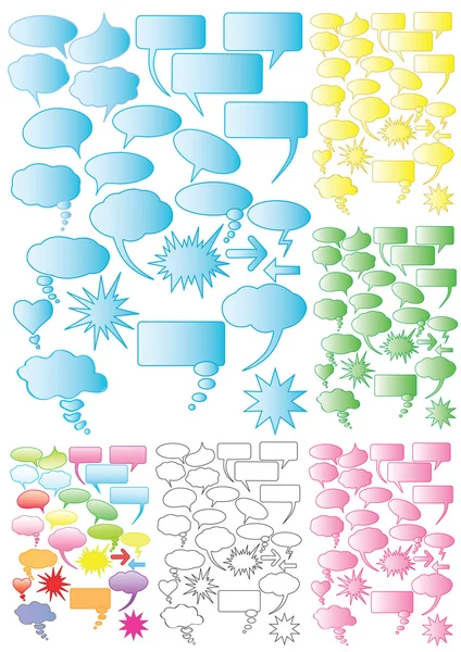 7 Conjuntos de bolhas de fala coloridas — Vetor de Stock