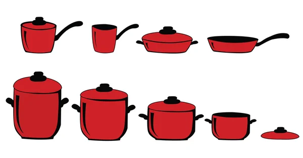 Набор кастрюль и сковородки — стоковый вектор