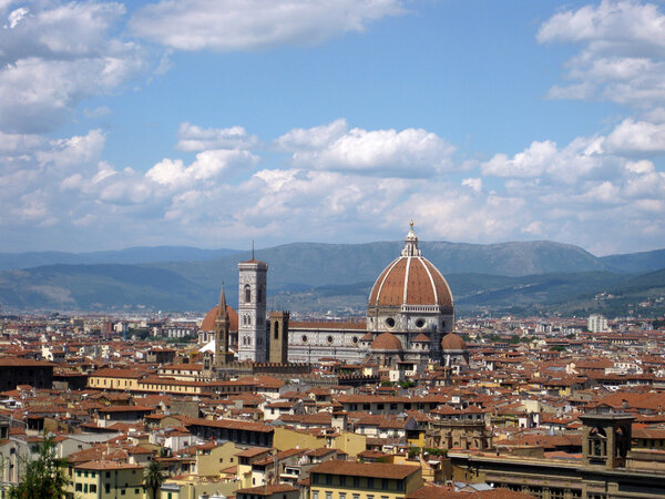 View of the historical centre of Florence with the famous Dome.