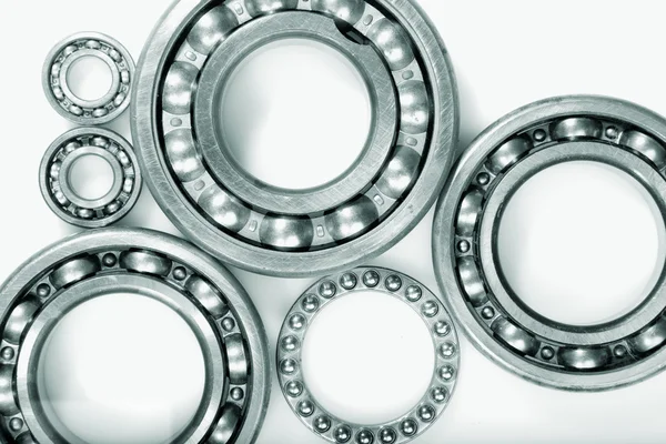 Titanium ball-bearings against white — Stock Photo, Image