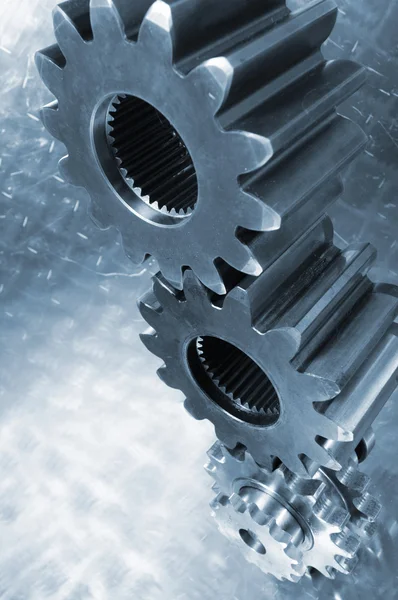 Engineering gears in blue — Stock Photo, Image