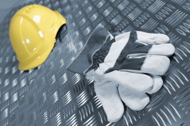 Workers gloves and hardhat clipart