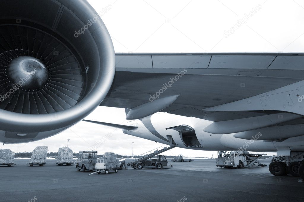 Jumbo jet on airport ground