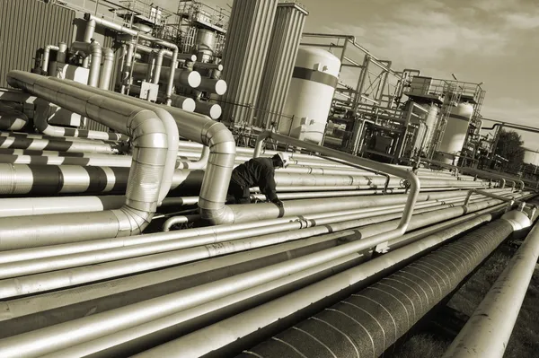 Pipelines und Ölarbeiter — Stockfoto