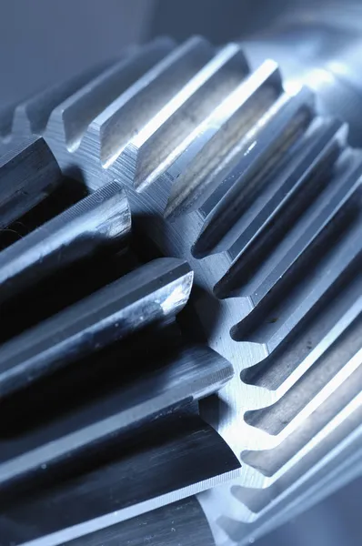 Glowing titanium gears wheels — Stock Photo, Image