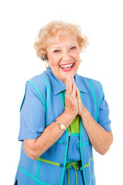 Cellphone Senior Woman - Ecstatic clipart
