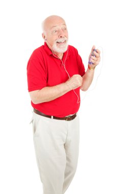 Senior Man Enjoying Tunes clipart