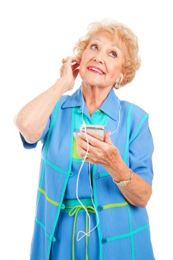 Senior Woman Enjoying Tunes clipart