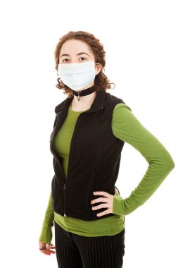 Teen Wearing Flu Mask clipart