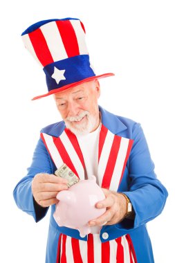 Uncle Sam Saving Money clipart