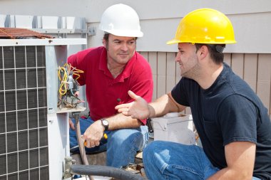 AC Technicians Discuss Problem clipart