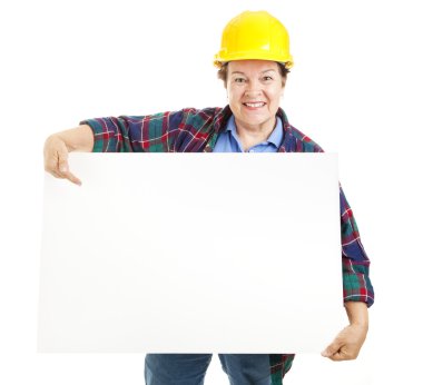 Female Worker with Sign clipart