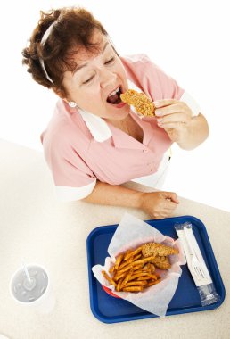 Waitress Eating Fast Food clipart