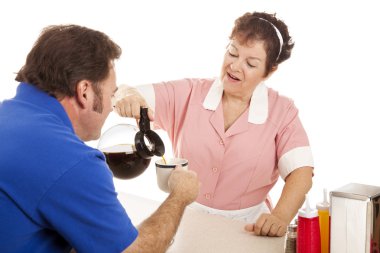 Waitress Gives Coffee Refill clipart