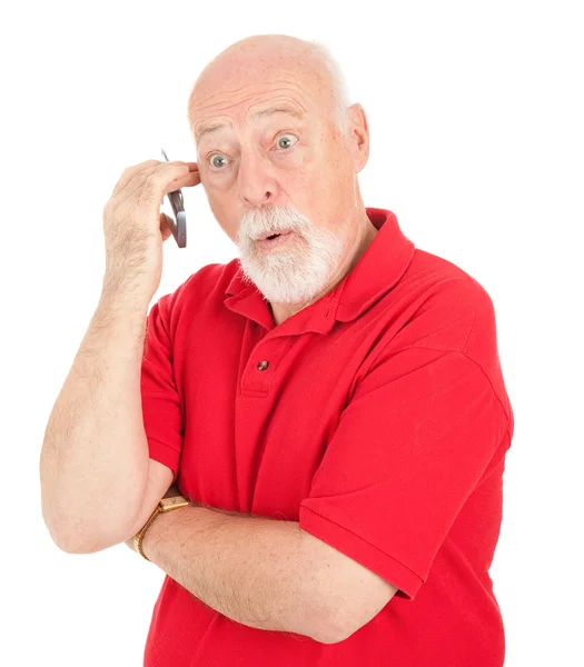 Mobiltelefon senior - meglepett — Stock Fotó