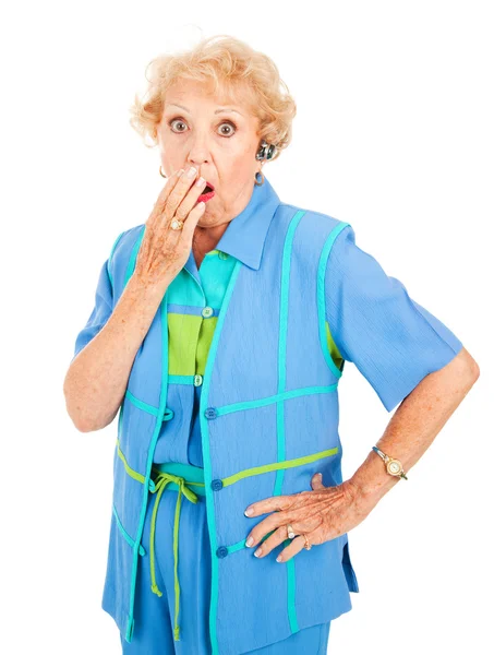 Celular Senior Woman - Choque — Fotografia de Stock