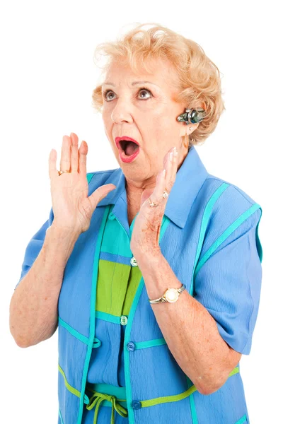 Cellphone Senior Woman - Shocking News — Stock Photo, Image