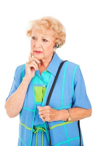 Сотовый телефон Пожилая женщина - Волнуется — стоковое фото