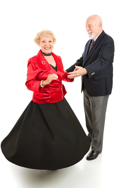 Dansende senioren spin — Stockfoto