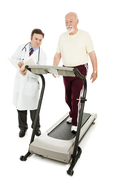 Doctor Monitors Senior on Treadmill — Stock Photo, Image