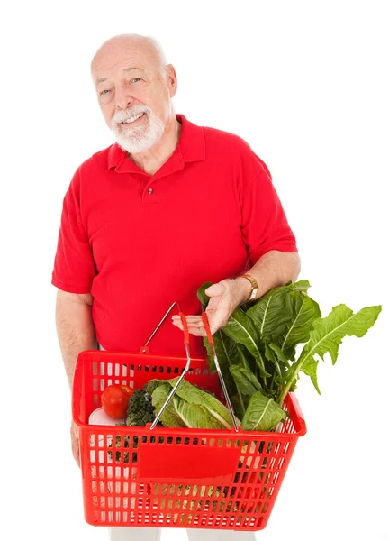 Stilig senior livsmedelsbutiker shopper — Stockfoto