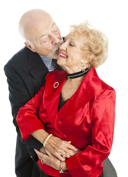 Holiday Seniors - Kiss for Her — Stock Photo, Image