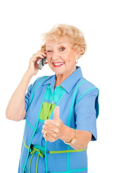 Senior mobiele telefoon gebruiker - goede ontvangst — Stockfoto