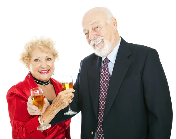 Senior champagne firandet — Stockfoto